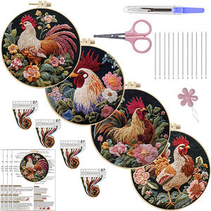 DIY hecho a mano punzón aguja bordado arte Kit flor personalizado punto <span class=keywords><strong>de</strong></span> cruz principiante <span class=keywords><strong>pollo</strong></span> bordado Kits Set - Product Image 1