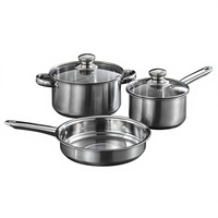 Marmite de restauration en acier inoxydable avec couvercle en verre, trou de vapeur, compatible tous feux y compris induction, base triple diffuseur, passe au four et au lave-vaisselle
