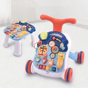 Baby Learning Walker Ride-On Walker Sitz-zu-Stand-Kinderwagen mit Lichtern und Sound aktivität Multi-Funktionen-Spieltisch