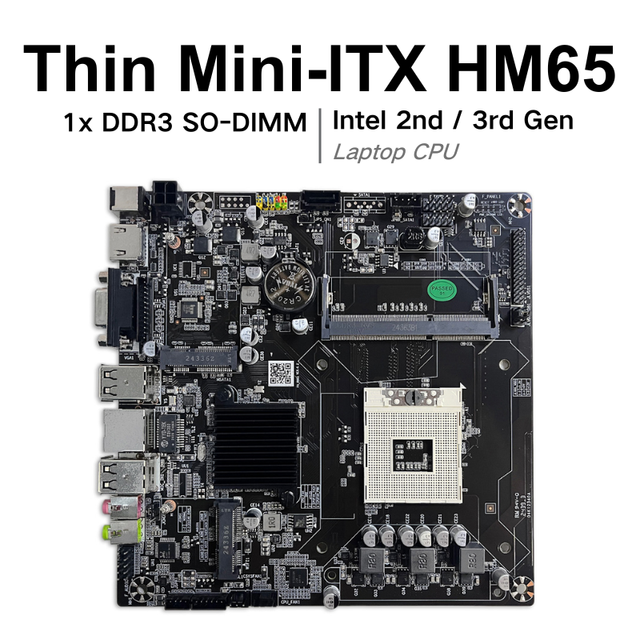 NEW HM65 Thin Mini-ITX Mainboard Supports Intel 2nd 3rd Laptop CPU DDR3 SO-DIMM MSATA SSD SATA2.0 HM65 Mini-ITX Motherboard