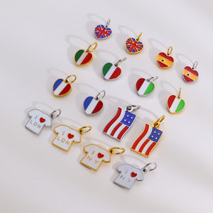 Hartvorm Verenigde Staten Verenigd Koninkrijk Frankrijk Italië Vlag Hanger Oorbellen Ketting Sieraden Rvs Bedels Groothandel - Product Image 4
