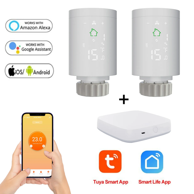 Factory Price Smart TRV Wifi Zigbee Thermostat PC Heating Radiator Valve Google Home Alexa Compatible for Room Application