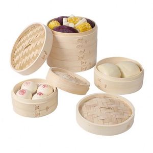 3-teiliger Dampfgarer-Korb, tragbarer Dampfgarer für Brötchen, dickwandige Töpfe, große Silikon-Einlage für handgemachte Bambusgerichte, 24-Fach-Dampfgarer - Product Image 1