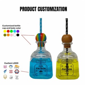 Mini Botella de <span class=keywords><strong>Tequila</strong></span> <span class=keywords><strong>Azul</strong></span> Patrón, Vasos Irrompibles de Policarbonato, Pajitas, Aptos para Lavavajillas, Ecológicos, Desechables, 375 ml, Platillos para Té - Product Image 3