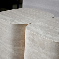 Table console moderne en travertin à niveaux, style nordique, pour la décoration intérieure