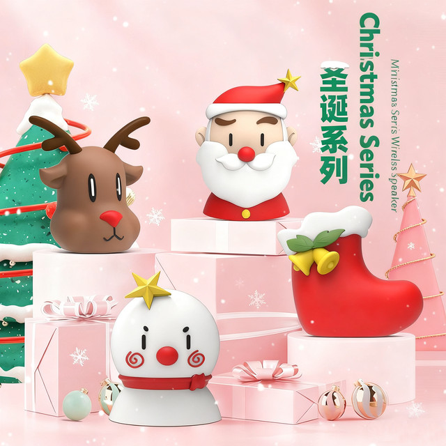 Christmas Cartoon Speaker, Cute Mini Santa Claus Reindeer Creative Speaker, Creative Gift