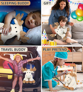 Funkelnde braune Hörner Elch Kuscheltier Spielzeit Sitzen Plüsch Wildlife Cuddle Doll Geschenke für Weihnachten White Plüsch Elch Spielzeug - Product Image 4
