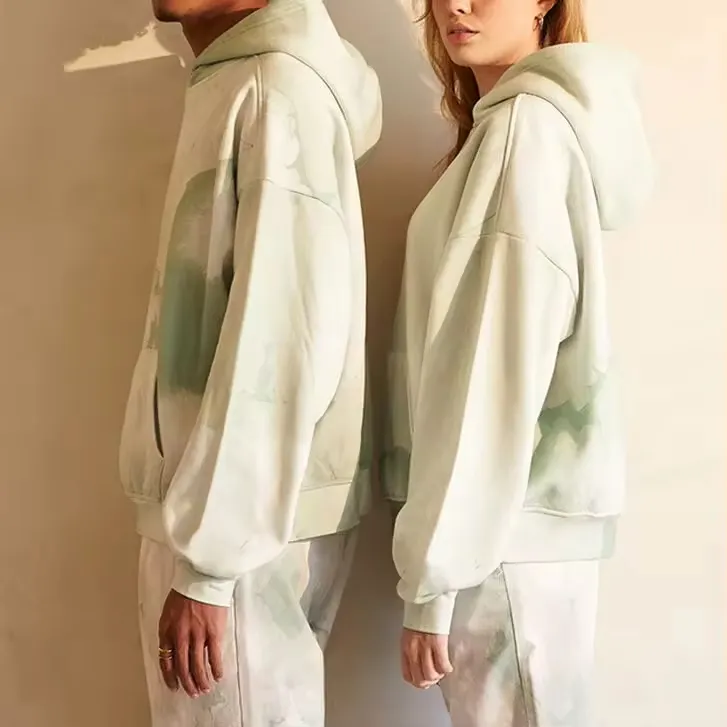 Sudadera con capucha unisex con diseño de peso pesado de algodón personalizado OEM, jersey de mármol con bolsillos de canguro