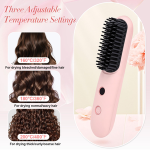 Cepillo Alisador Inalámbrico con Cerdas y 3 Ajustes de Temperatura, Función para Dar Volumen, Ajustes Regulables - Product Image 3