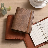 Carnet de poche portable à feuilles mobiles rétro en cuir PU avec logo personnalisé a8 reliure à bande élastique Journal intime