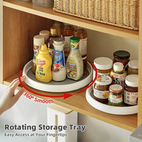 Plateau de rangement rotatif à 360° pour double épicerie, support à épices en plastique antidérapant à roulement à billes, pour comptoir de cuisine