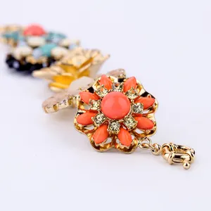 sl00119 2021 Latest Unique Luxury High Quality Charm Colorful Resin Crystal Enamel Flower Gold Plated Bracelet For Women Jewelry