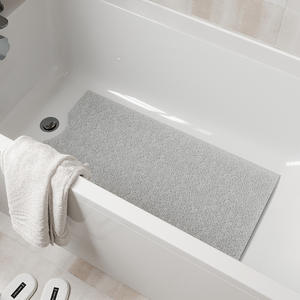 Alfombra de baño antideslizante de seda con diseño minimalista, rectangular, de color sólido, de PVC, impermeable, para baño. - Product Image 3