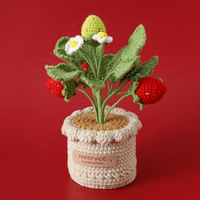 2025 Zoete Gehaakte Bloemen Aardbei Fruit Gepotte Gehaakte Ambachten Home Decor Nieuwigheid Valentijnsdag Geschenken