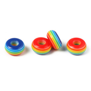 Perles entretoises rondes en résine plastique à grand trou, coloris arc-en-ciel, pour la création de bijoux DIY, bracelets, colliers et travaux manuels. - Product Image 5