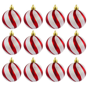 Trang trí bóng giáng sinh màu đỏ và trắng mặt dây chuyền Cây giáng sinh mới ốc ngắn sơn bóng - Product Image 3