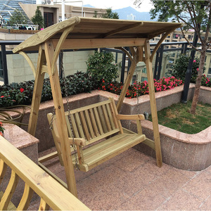 Chaise balançoire double moderne en bois pour l'intérieur/l'extérieur pour la maison, le jardin, le parc et les enfants. - Product Image 2