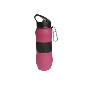 Botella de Agua Deportiva Portátil con Funda de Silicona y Mosquetón para Viajes y Uso al Aire Libre, Vaso Redondo de Plástico Azul y Blanco - Product Image 3