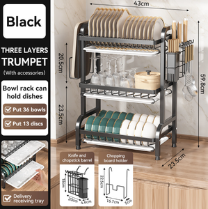 Support <span class=keywords><strong>de</strong></span> Rangement Multifonctionnel en Métal pour <span class=keywords><strong>Cuisine</strong></span>, Organisateur <span class=keywords><strong>de</strong></span> Vaisselle et Baguettes, Conception Non Pliable pour Comptoir Domestique - Product Image 6