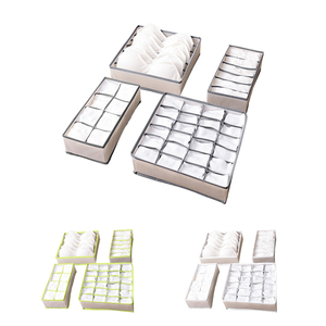 Modern Rectangle Storage Boxes & Bins PVC Clothing Organizer Mesh Material Underwear Storage Box Six Grids