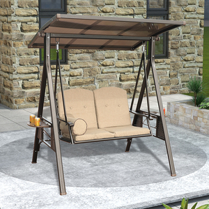 Hiện Đại 2-Người Sang Trọng Ngoài Trời Patio Hiên Đu Với Có Thể Điều Chỉnh PVC Tán Cho Ban Công Sân Vườn Kim Loại Sân Võng - Product Image 1