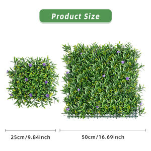 P242 حديقة الديكور في الهواء الطلق لمسة حقيقية البلاستيك فو لوحة النباتات الخضراء الاصطناعية ورقة الأوكالبتوس والأرجواني جدار روز - Product Image 6