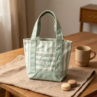 Sac fourre-tout en toile de coton réutilisable de haute qualité, imprimé de dessins animés, à rayures, grande capacité, sac à main robuste à porter à l'épaule