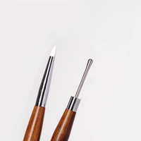 Stylo à double embout pour nail art, manche en bois, stylo à points pour ongles, tête en métal, pinceau de sculpture pour ongles en acrylique, design floral