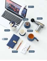 Coffret d'affaires de luxe 5-en-1 : Tasse à café, Stylo, Carnet A6, Pistolet de massage, Boîte cadeau portable, Logo personnalisé, Cadeaux d'entreprise