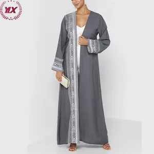 Newest Model High Quality Full Length EID Muslim Maxi Dress Embroidery Abaya for Women OEM Service Black Abaya Dubai Abaya Islam