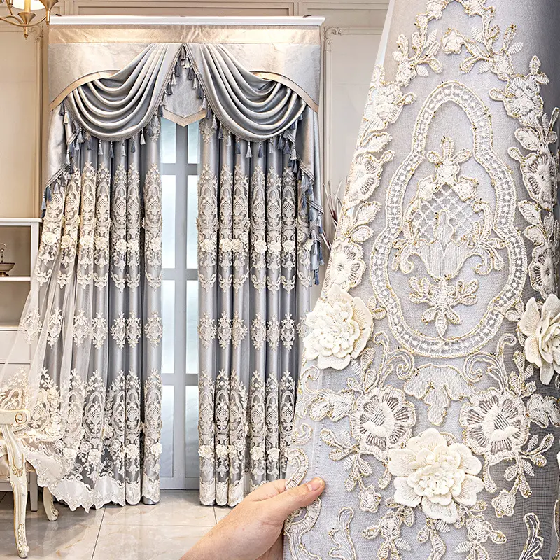 MU estilo francés doble sala de estar dormitorio cortinas europeas cortinas modernas de lujo para la sala de estar