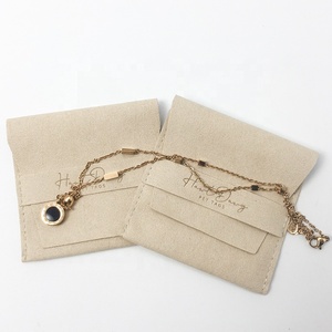 Petite Pochette d'Emballage Luxe en Microfibre, Imprimée Logo Personnalisé et Soie, Fermeture à Rabat, pour Bijoux Collier 7.5x7.5CM - Product Image 2