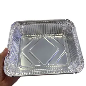 Tray Food Container Aluminum Foil Takeaway Aluminium Foil With Plastic Lids Disposable Wholesale Silver PET Aluminum Pans Accept