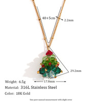 Cadeau de vacances Boucles d'oreilles en cristal faites à la main en acier inoxydable plaqué 18 carats avec collier Parures de bijoux de Noël