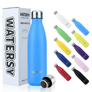 Botella de agua deportiva WATERSY de 500ml sostenible, botella recubierta de polvo personalizada con aislamiento de doble pared de acero inoxidable para la escuela - Product Image 6