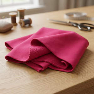 Tissu en molleton français Om Textiles PC 280 GSM, jersey rose, fil 32S32S, coton et polyester, tricoté uni, couleur unie, textile - Product Image 3