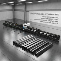 Découpeuse laser à fibre CNC à chargement automatique à quatre mandrins, optimisation IA, Cypcut, rail de guidage Hiwin, pour tubes de 6m, 560mm, usage industriel lourd