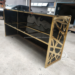 Suave venta al por Mayor moderno espejo cristal superior oro Acero inoxidable barra Mesa rectángulo diseño boda Bar Mesa - Product Image 4