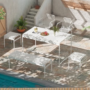 Juego de Mesas y Sillas de Comedor para Exteriores de Estilo Moderno, Metálicas, para Patio o Terraza, Fáciles de Limpiar, Color Personalizado - Product Image 4