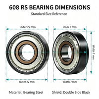 Roulements de patins à roulettes ABEC 11 Black Gold 608 7 billes haute vitesse en acier chromé titane, lot de 16
