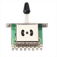Terwin SQ25-0205-17 Interruptor Selector de 5 Posiciones para Guitarra Eléctrica de 25mm, Punta Roja, Contactos Plateados, Piezas de Montaje en Panel Trasero