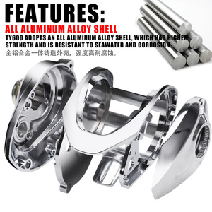 Moulinet de pêche à la traîne entièrement métallique extra-large à corps large pour droitier, anti-recul, poignée puissante, rapport de transmission 7.2:1, 310g - Product Image 6