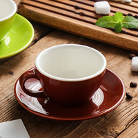 Ensemble tasse et soucoupe en céramique épaissie de 150 ml avec impression de logo, design minimaliste portable pour l'art du latte et le flat white