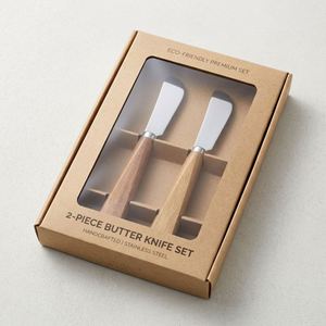 Juego de Cuchillos Lacusmare, 2 Piezas, Mango Ergonómico de Madera de Acacia, Hojas Duraderas de Acero Inoxidable, Espátula Suave para Mantequilla y Queso - Product Image 3