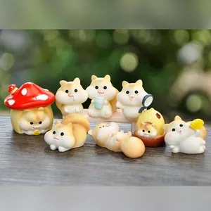 도매 만화 Kawaii 동물 시뮬레이션 다람쥐 아트 수지 양 모델 미니 어린이 장난감 미니어처 홈 테이블 장식