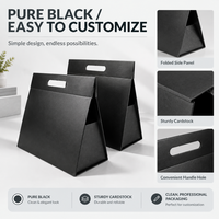 Sac cadeau noir mat, sac à poignée pliable, emballage en vrac OEM avec logo personnalisé pour les bijoux et les vêtements