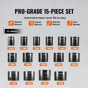 15 pièces 6 points 3/8 \ "kit d'outils à cliquet pour embouts d'entraînement ensemble de douilles à chocs mallette de rangement pratique pour outils - Product Image 3