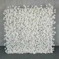 Mur de fleurs artificielles en soie blanche 5D personnalisable pour la décoration de mariage