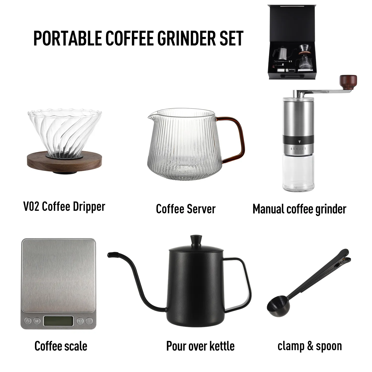 2024 Arabic du lịch túi Cà phê ngoài trời cắm trại phụ kiện không thấm nước Hướng dẫn sử dụng đổ trên máy pha cà phê đặt hộp quà tặng V600 Bộ Cà phê
