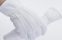 Gants d'hiver à trois tendons plus velours épais blancs étiquette de parade performance de danse garde pour garder au chaud et à l'épreuve du froid